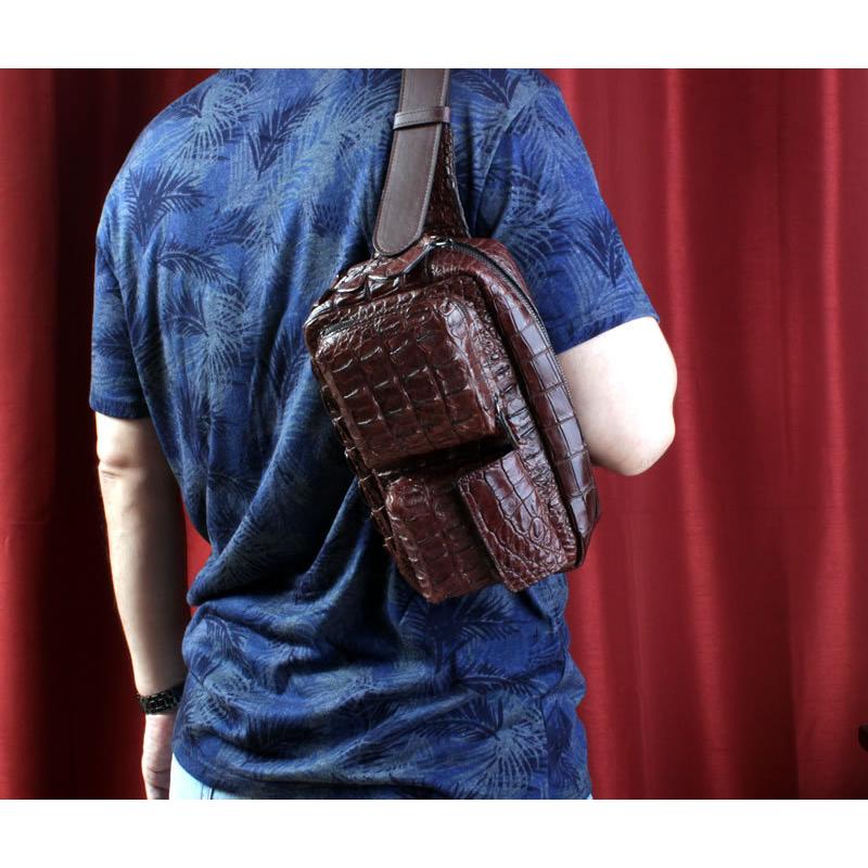 クロコダイルボディバッグ・本革メンズバッグ/クラウンクロコ/ウエストバッグ/ブラウン |  | 09