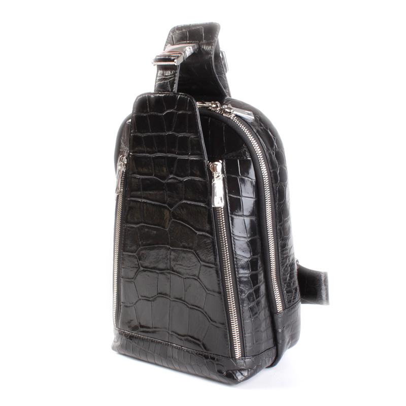 クロコダイルレザー・本革メンズバッグ/ショルダーバッグ/ボディバッグ・縦バッグ/ブラック |  | 01