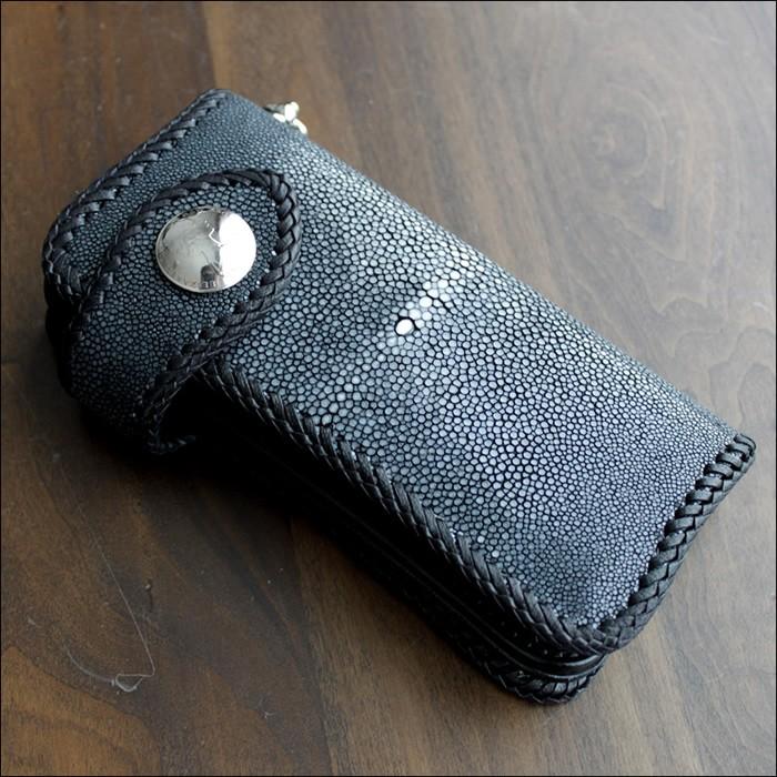 バイカーズウォレット 長財布 メンズ スティングレイ 長財布 レース編み/コインコンチョ |  | 01