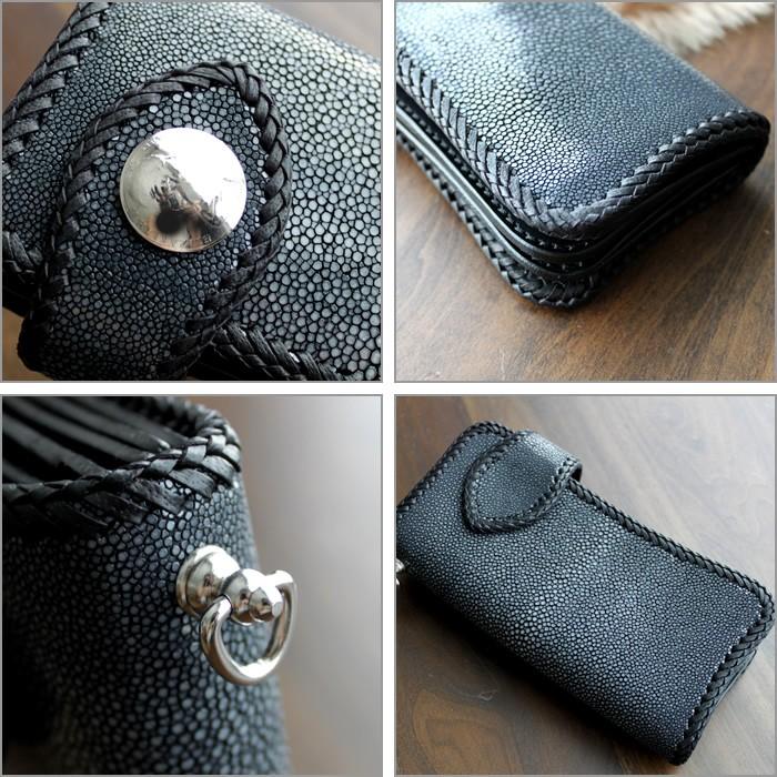 バイカーズウォレット 長財布 メンズ スティングレイ 長財布 レース編み/コインコンチョ |  | 03