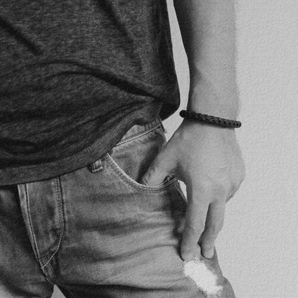 パイソンボーン・鹿紐ブレスレット/マーブル/ブラック |  | 02