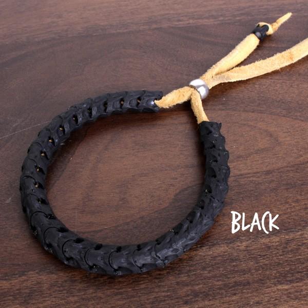 パイソンボーン・鹿紐ブレスレット/マーブル/ブラック |  | 03