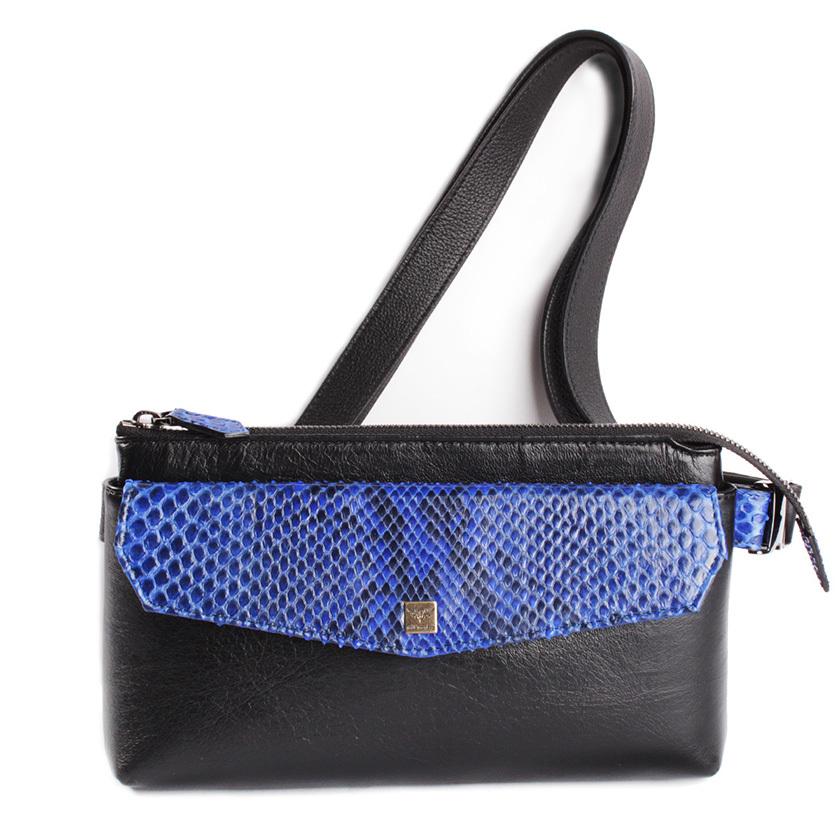 ボディバッグ 本革イタリアンシープレザー フラップパイソンブルー BRILLANTE 40代 50代