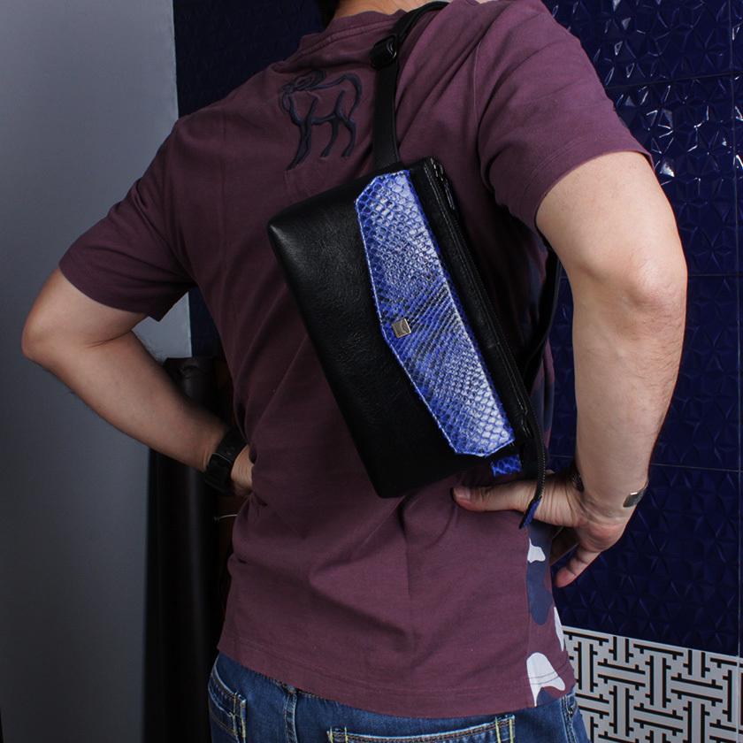 ボディバッグ 本革イタリアンシープレザー フラップパイソンブルー BRILLANTE 40代 50代 |  | 11