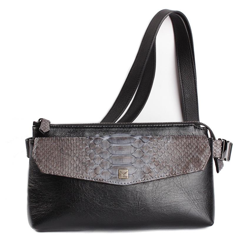 ボディバッグ 本革 イタリアンシープレザー フラップパイソングレー BRILLANTE | 
