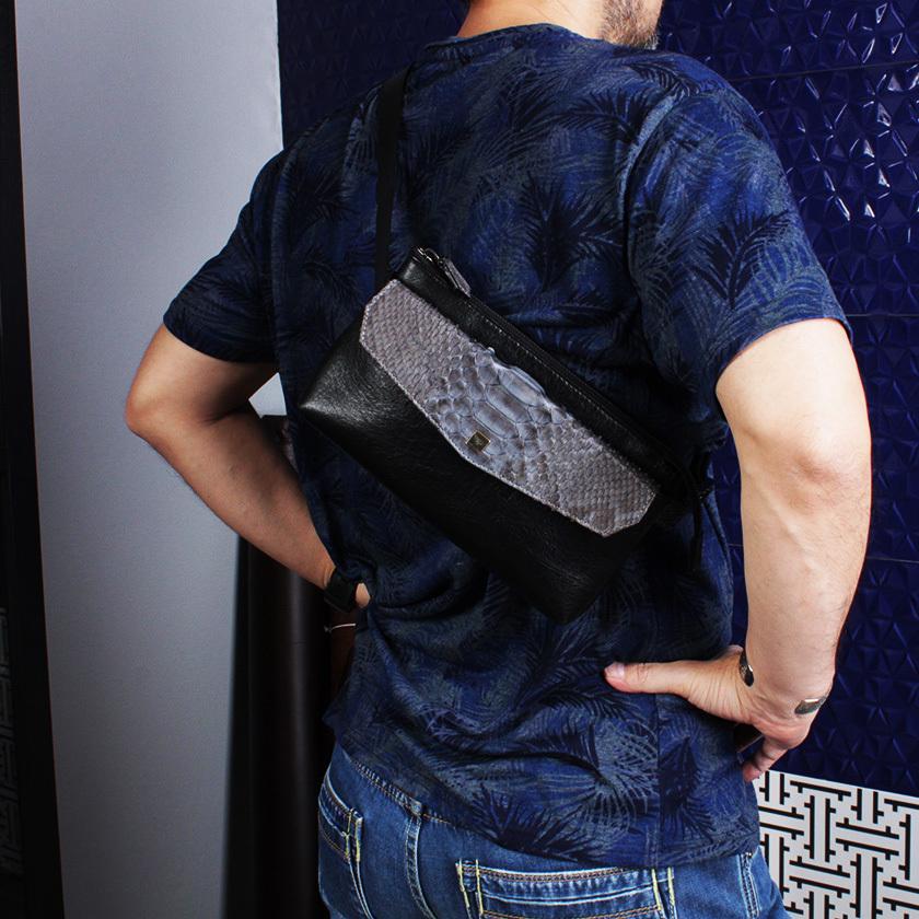 ボディバッグ 本革 イタリアンシープレザー フラップパイソングレー BRILLANTE |  | 09