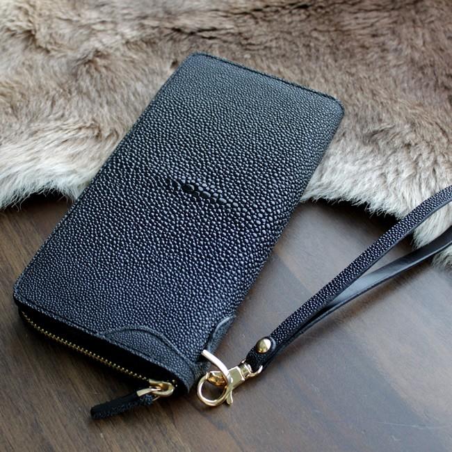長財布 スティングレー BLACK/ラウンドファスナー メンズ |  | 01