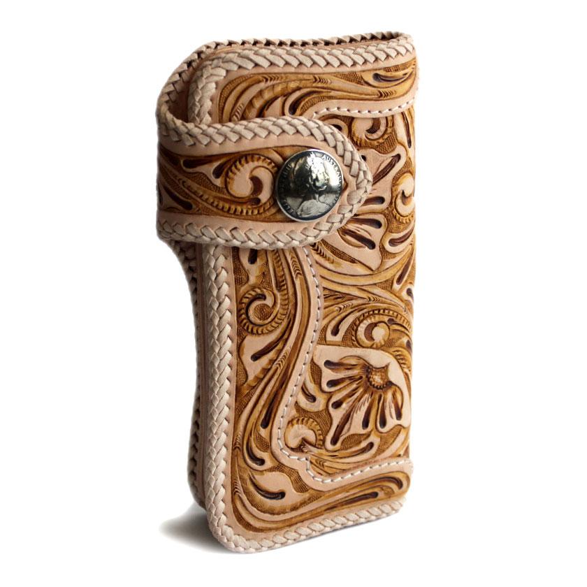 バイカーズウォレット 長財布 カービングウォレット 革財布 ライダースロング コンチョエリザベスコイン |  | 02