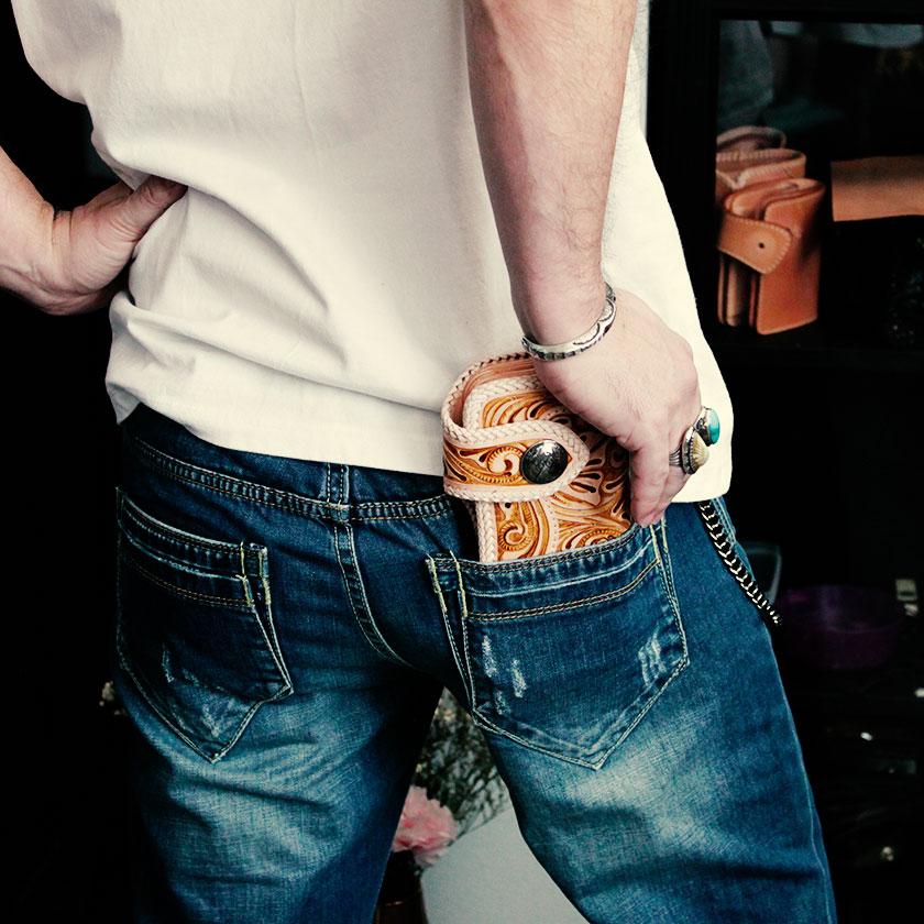 バイカーズウォレット 長財布 カービングウォレット 革財布 ライダースロング コンチョエリザベスコイン |  | 05