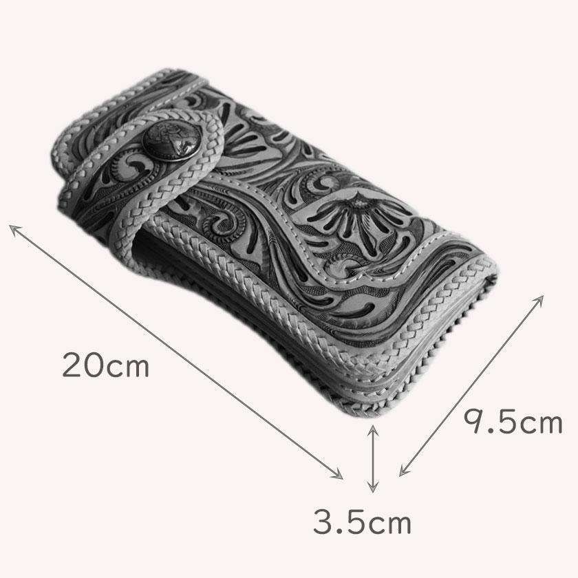 バイカーズウォレット 長財布 カービングウォレット 革財布 ライダースロング コンチョエリザベスコイン |  | 07