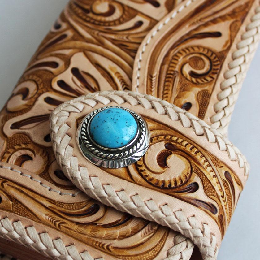 バイカーズウォレット 長財布 カービングウォレット 革財布 ライダースロング コンチョターコイズサークル |  | 06