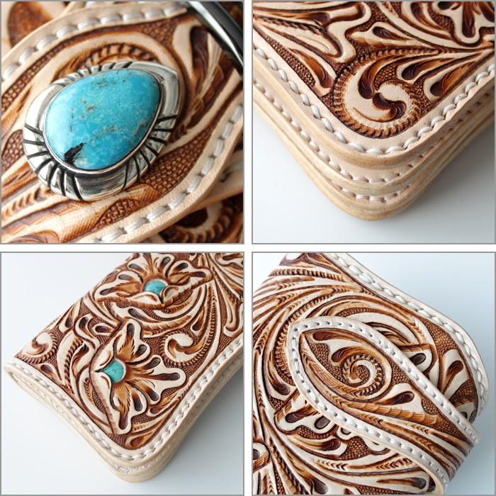 バイカーズウォレット 長財布 カービング ウォレット 革財布 メンズ