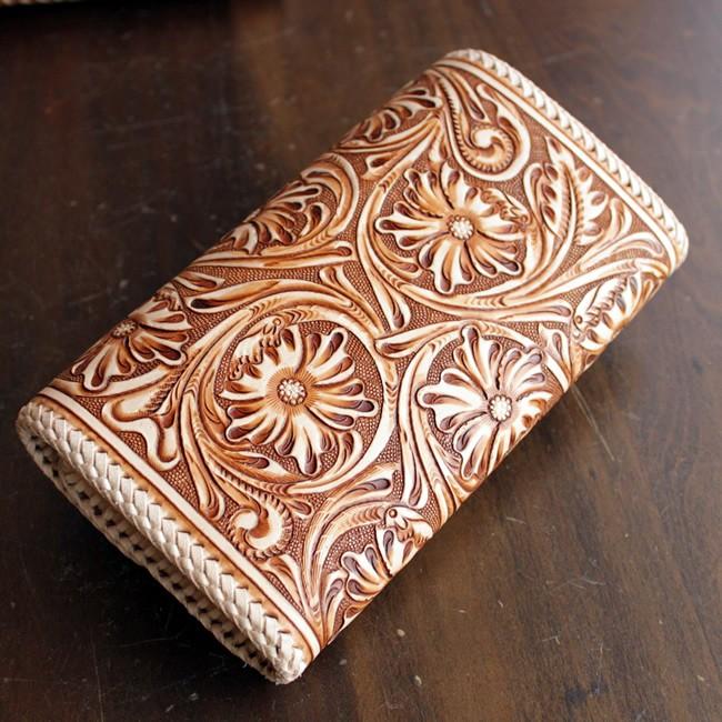 ウォレットバッグ/カービングウォレット/総手彫りフローラルジャバラ/ダイヤカットオニキスコンチョ |  | 03
