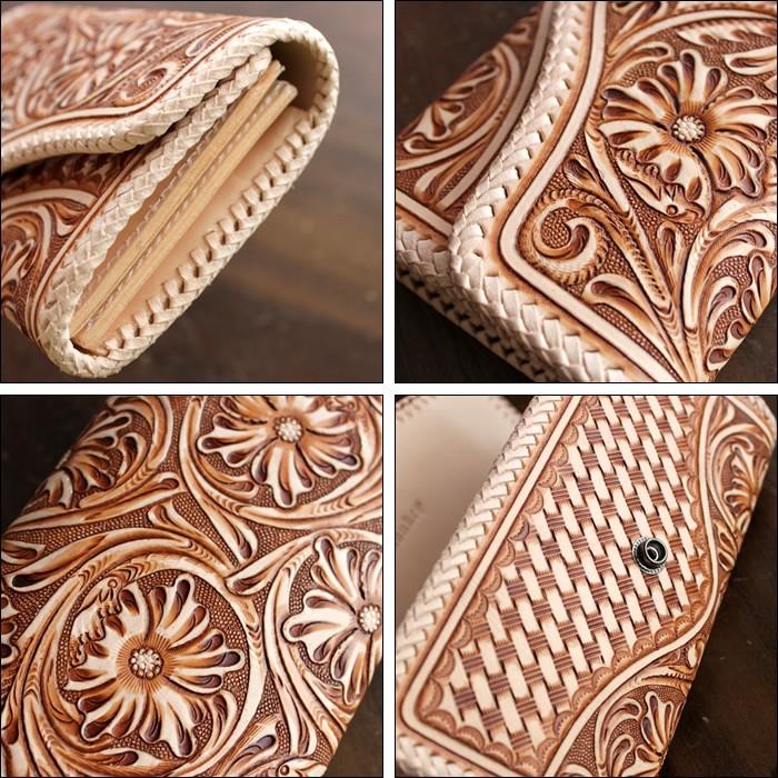 ウォレットバッグ/カービングウォレット/総手彫りフローラルジャバラ/ダイヤカットオニキスコンチョ |  | 06
