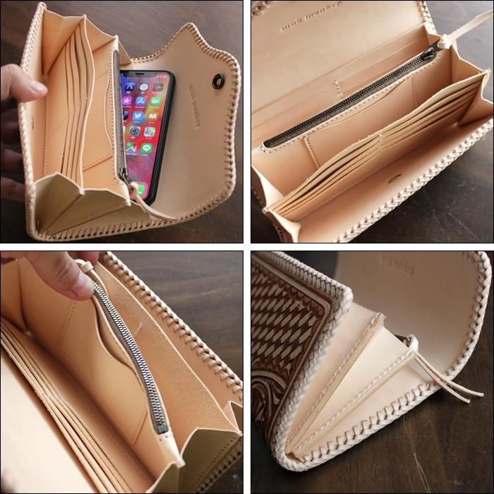 ウォレットバッグ/カービングウォレット/総手彫りフローラルジャバラ/ダイヤカットオニキスコンチョ |  | 08