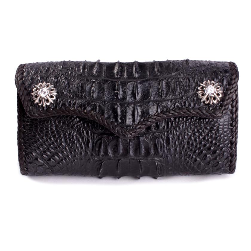 クロコダイル 長財布 背面ホーンバック・ブラック/コンチョLilyGothicクリスタルW CLAW | 