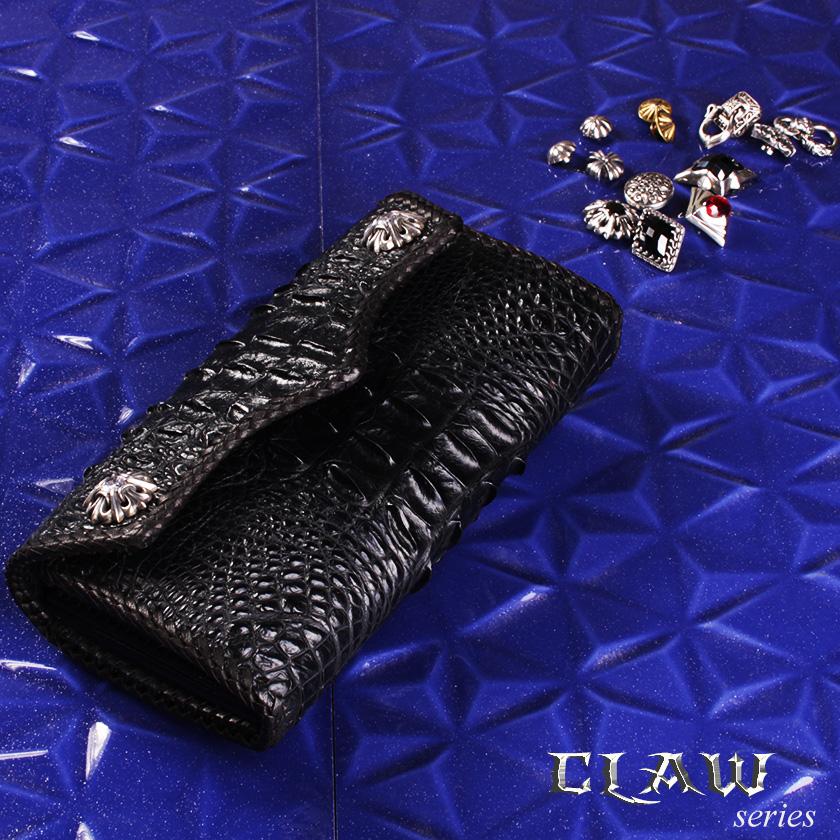 クロコダイル 長財布 背面ホーンバック・ブラック/コンチョLilyGothicクリスタルW CLAW |  | 01