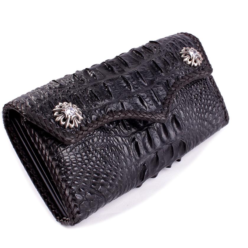 クロコダイル 長財布 背面ホーンバック・ブラック/コンチョLilyGothicクリスタルW CLAW |  | 03