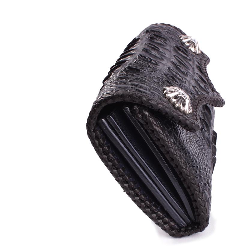 クロコダイル 長財布 背面ホーンバック・ブラック/コンチョLilyGothicクリスタルW CLAW |  | 06