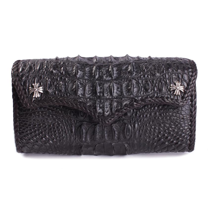 クロコダイル 長財布 背面ホーンバック・ブラック/コンチョクロスW CLAW | 