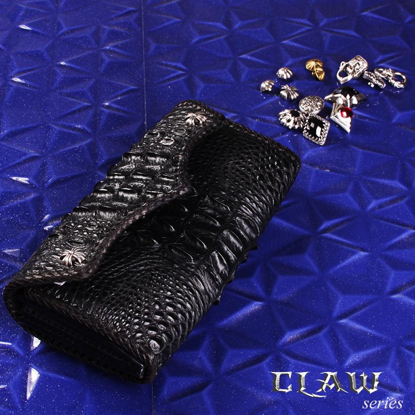 クロコダイル 長財布 背面ホーンバック・ブラック/コンチョクロスW CLAW |  | 01