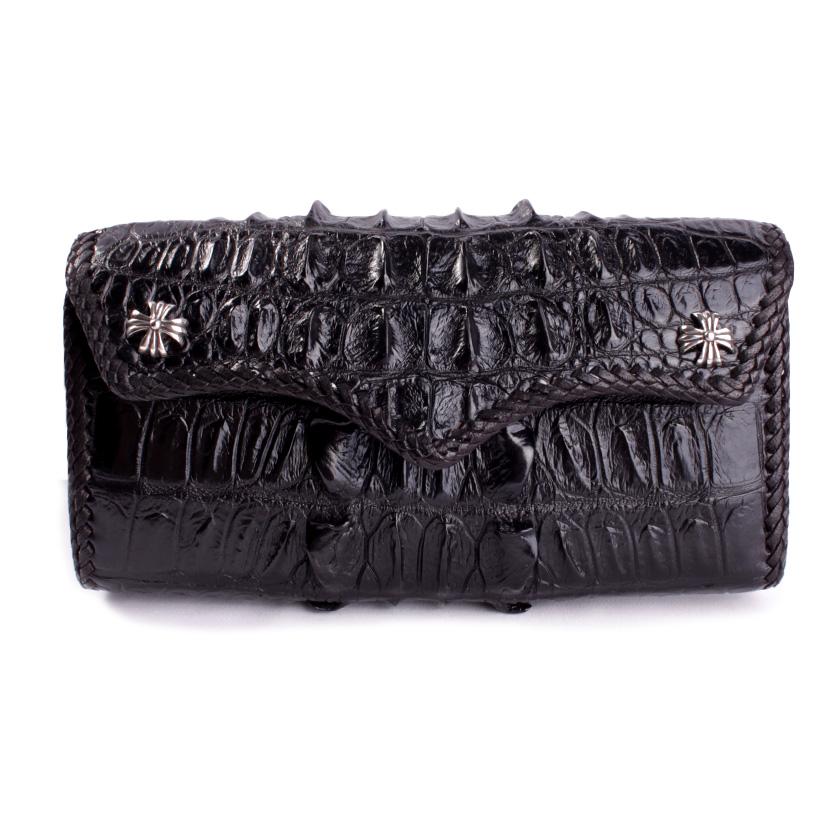 クロコダイル 長財布 背面ホーンバック・ブラック/コンチョクロスW CLAW | 