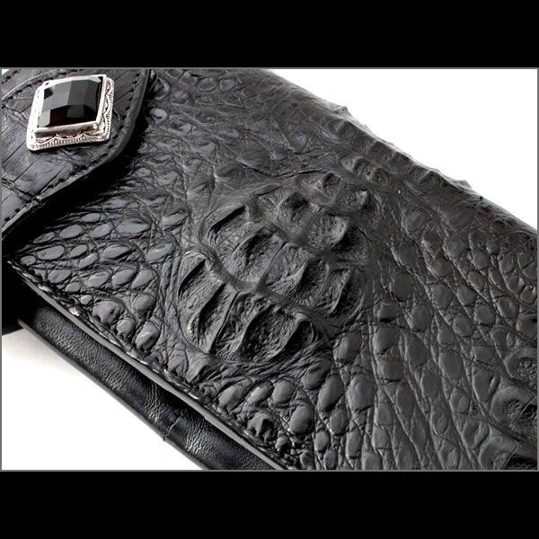 ワニ革カイマン長財布・クラウン 黒シルバー925コンチョ/オニキス メンズ |  | 02