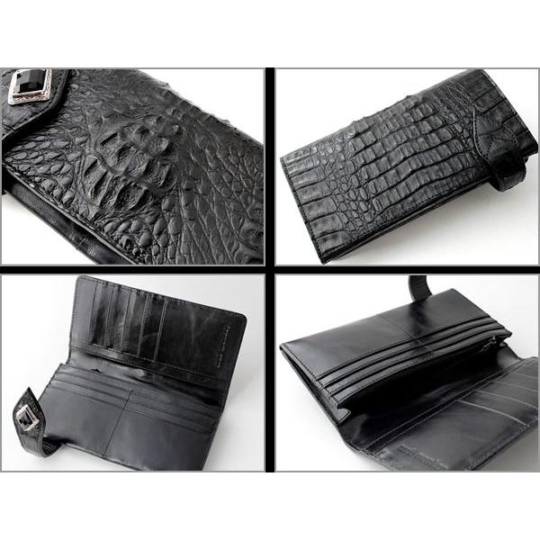 ワニ革カイマン長財布・クラウン 黒シルバー925コンチョ/オニキス メンズ |  | 05