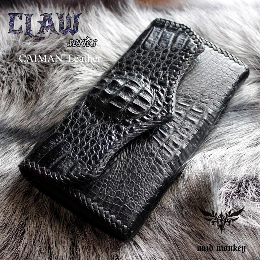 ワニ革カイマン 長財布・クラウンブラック/ジャバラタイプ/カード収納28枚 メンズ | 