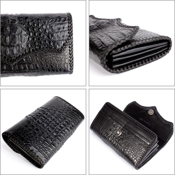 ワニ革カイマン 長財布・クラウンブラック/ジャバラタイプ/カード収納28枚 メンズ |  | 02