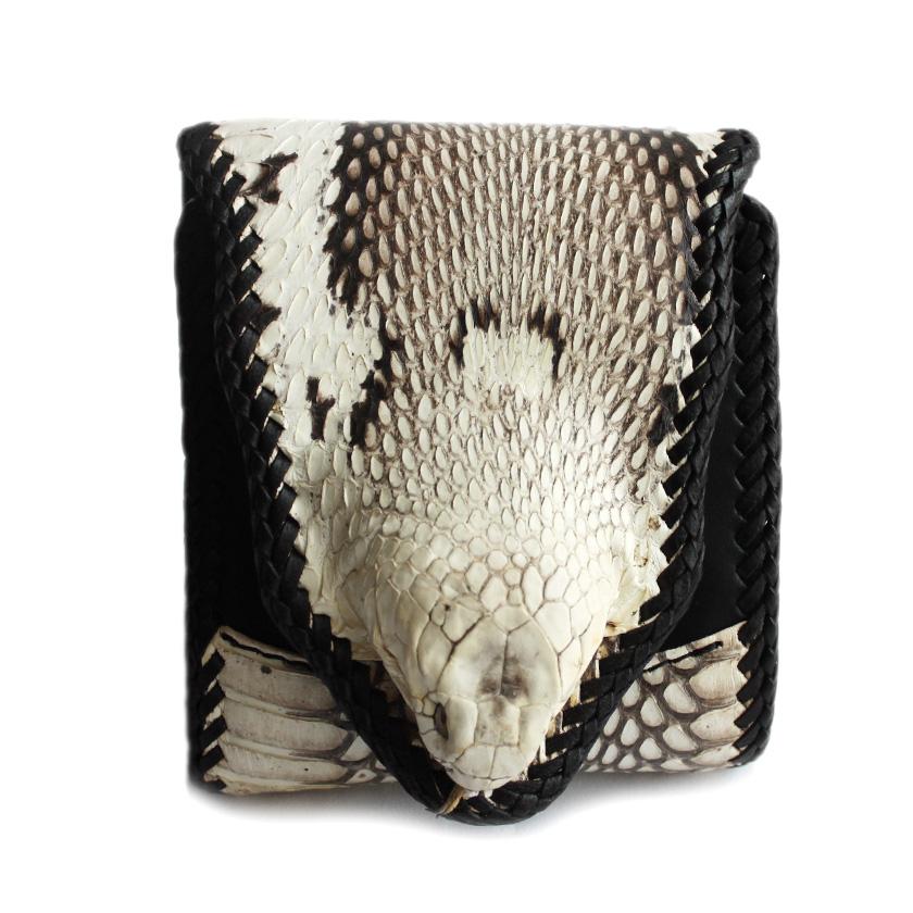 コブラ頭付き三つ折り財布・ バイカーズウォレット・サドル