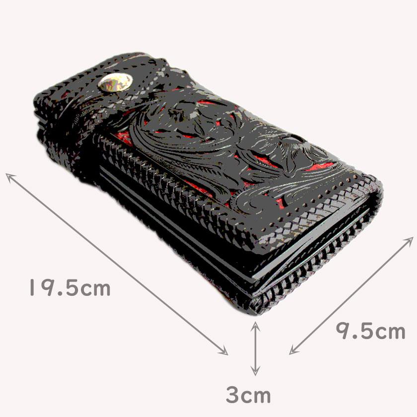 カービングウォレット 透かし彫り長財布 レザーロングウォレット/レッドパイソンオニキスインレイ/コンチョ・クォーターINDIAN |  | 08