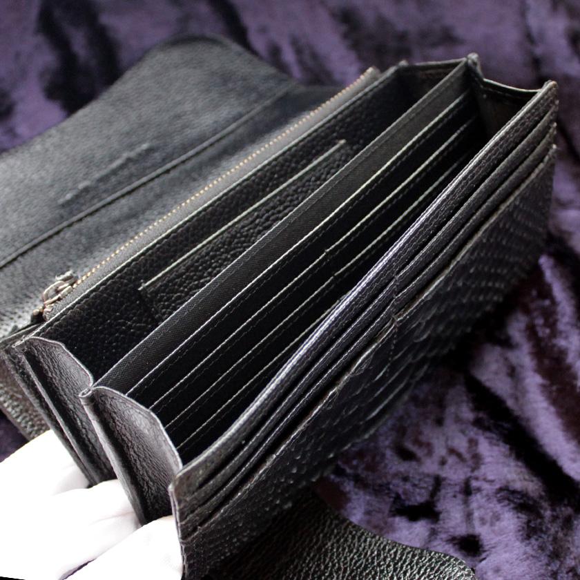 パイソンマットブラック・コンチョ付き長財布/バックカット腹側/カード収納20枚/Desire |  | 14
