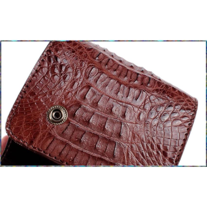 二つ折り財布 ワニ革カイマンブラウン ショートウォレット/コンチョコイン バイカーズウォレット |  | 02