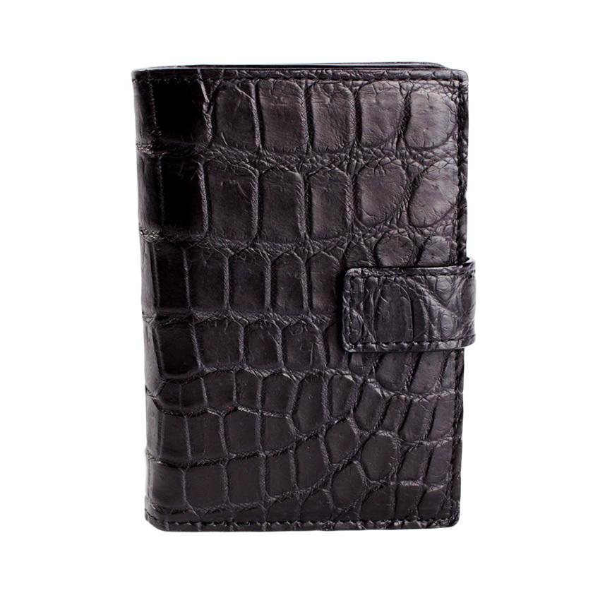 L字ファスナー二つ折りミドル財布 / クロコダイル財布 ブラック/イタリアンレザー ネイビー FUSION |  | 01