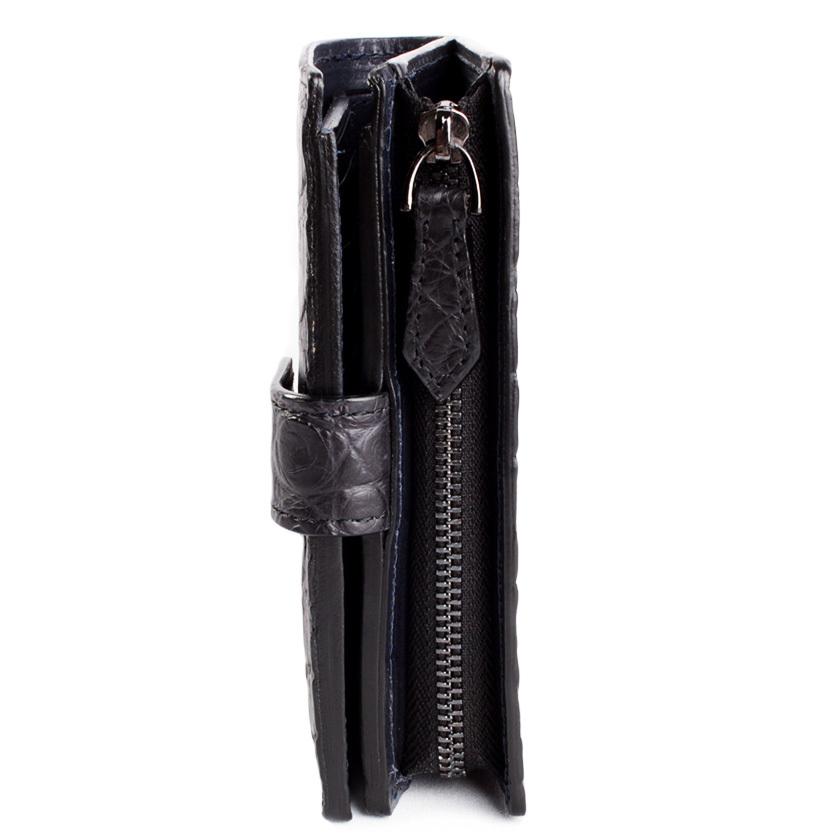 L字ファスナー二つ折りミドル財布 / クロコダイル財布 ブラック/イタリアンレザー ネイビー FUSION |  | 03