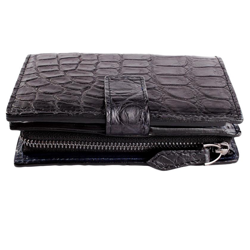 L字ファスナー二つ折りミドル財布 / クロコダイル財布 ブラック/イタリアンレザー ネイビー FUSION |  | 05