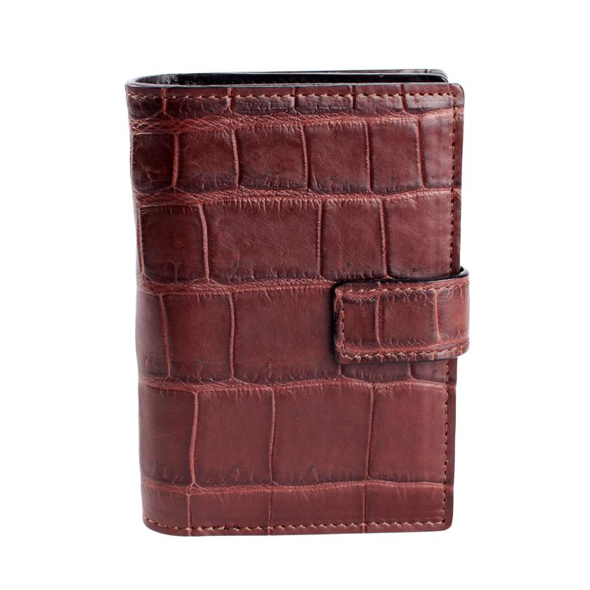 L字ファスナー二つ折りミドル財布 / クロコダイル財布 ブラウン/イタリアンレザー ブラック FUSION | 