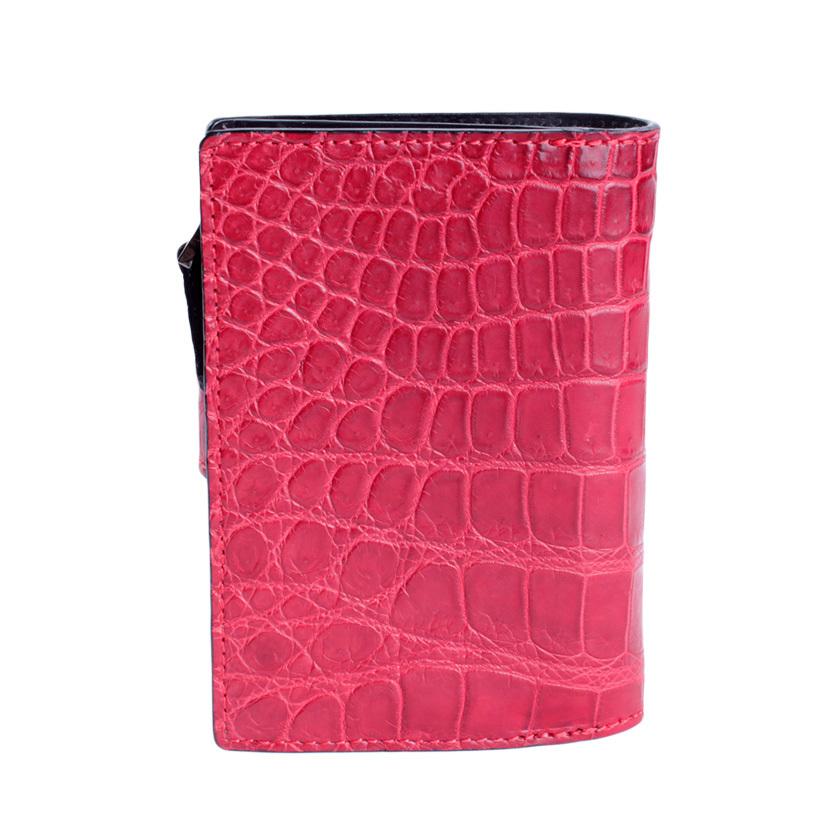 L字ファスナー二つ折りミドル財布 / クロコダイル財布 マゼンタピンク/イタリアンレザー ブラック FUSION |  | 02