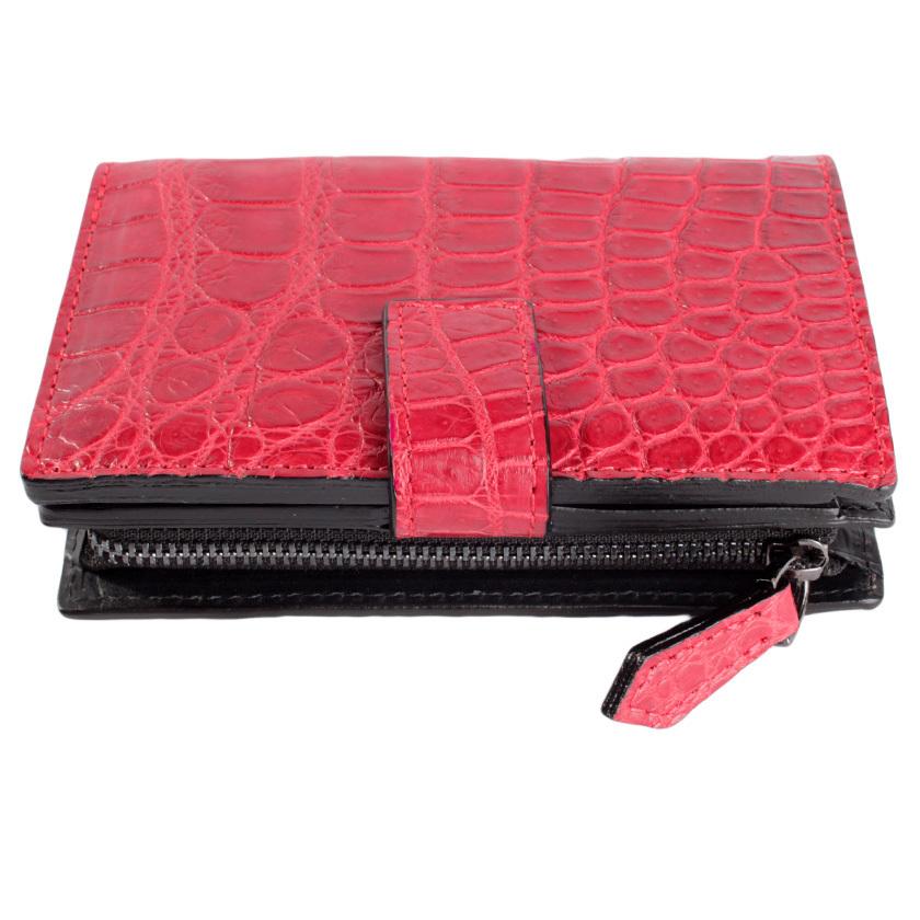 L字ファスナー二つ折りミドル財布 / クロコダイル財布 マゼンタピンク/イタリアンレザー ブラック FUSION |  | 05