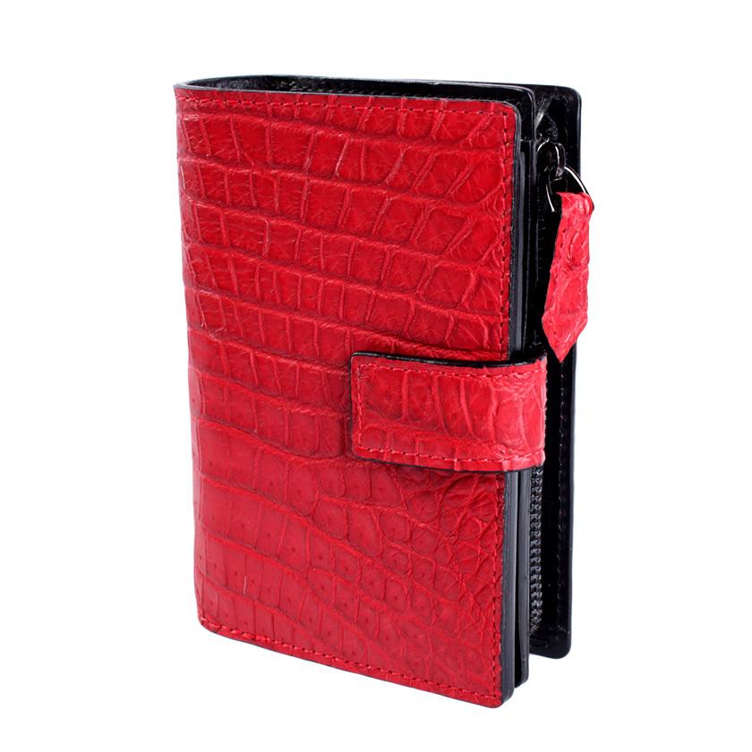 L字ファスナー二つ折りミドル財布 / クロコダイル財布 バーミリオン/イタリアンレザー ブラック FUSION |  | 01