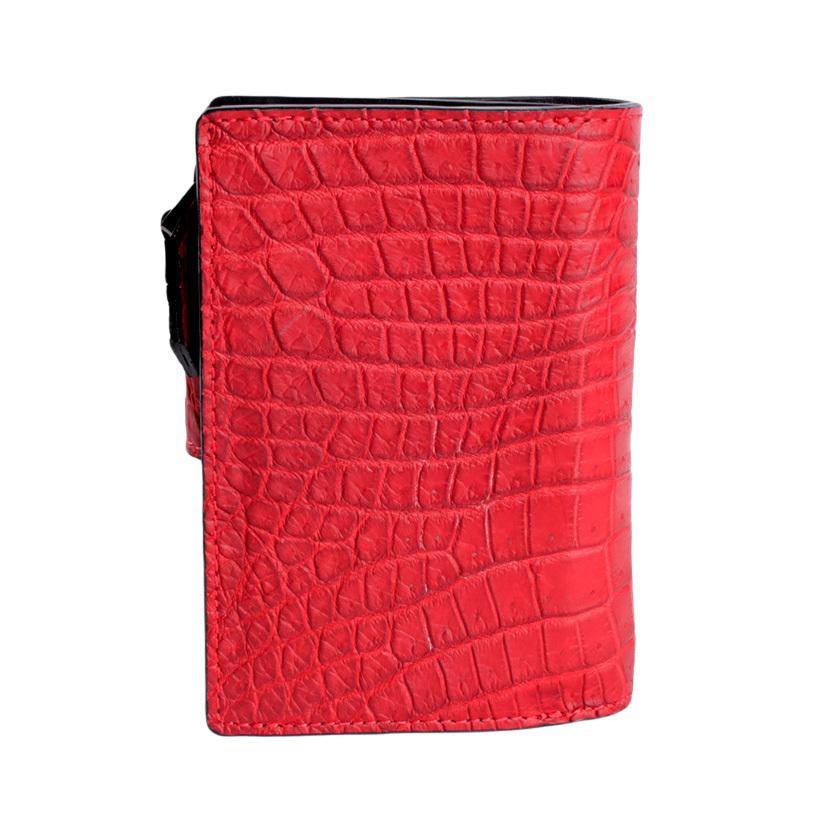 L字ファスナー二つ折りミドル財布 / クロコダイル財布 バーミリオン/イタリアンレザー ブラック FUSION |  | 02
