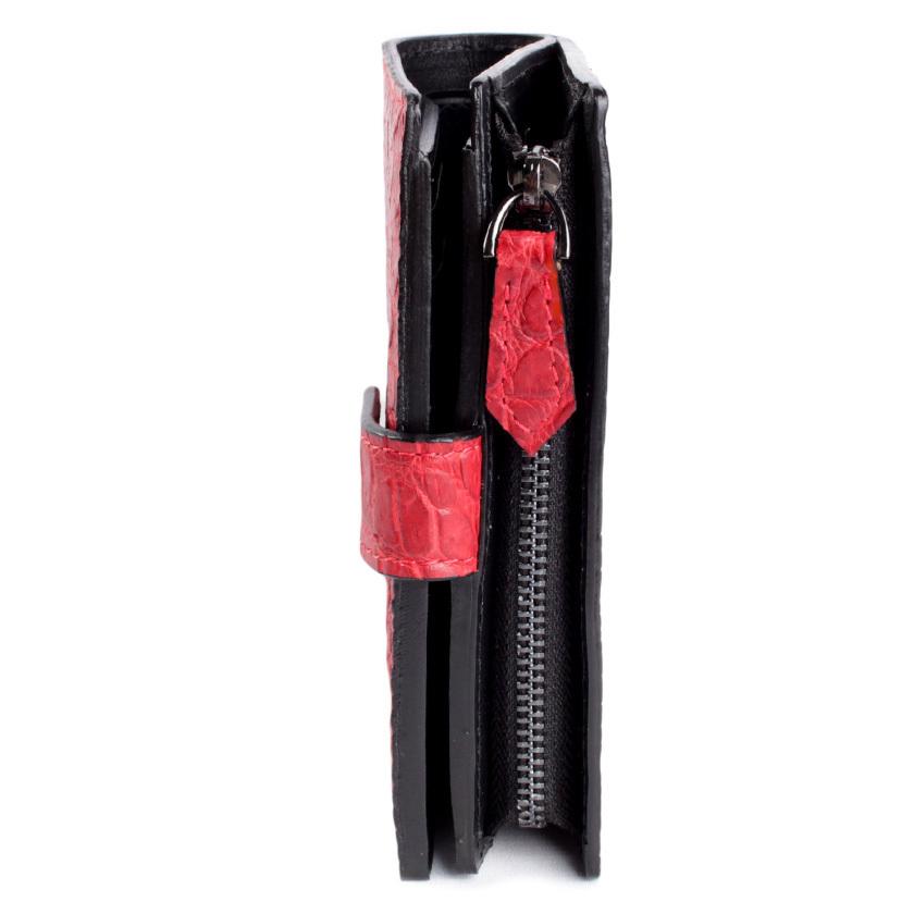 L字ファスナー二つ折りミドル財布 / クロコダイル財布 バーミリオン/イタリアンレザー ブラック FUSION |  | 03