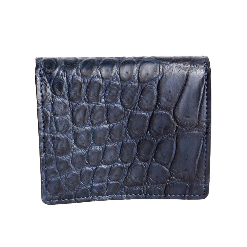 ミニ財布 小さい財布 ミニウォレット 三つ折り財布 / クロコダイル財布 ネイビーブルー /イタリアンレザー ブラック FUSION |  | 02