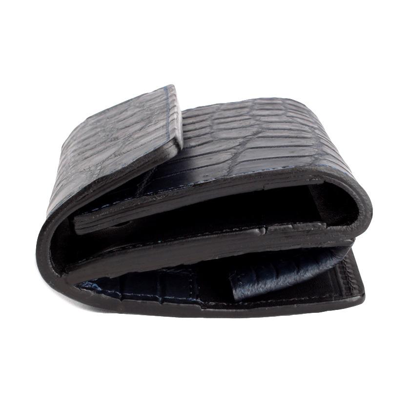 ミニ財布 小さい財布 ミニウォレット 三つ折り財布 / クロコダイル財布 ネイビーブルー /イタリアンレザー ブラック FUSION |  | 05