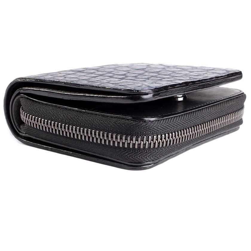 ラウンドファスナー二つ折り財布 / クロコダイル財布 ネイビーブルー /イタリアンレザー ブラック FUSION |  | 02