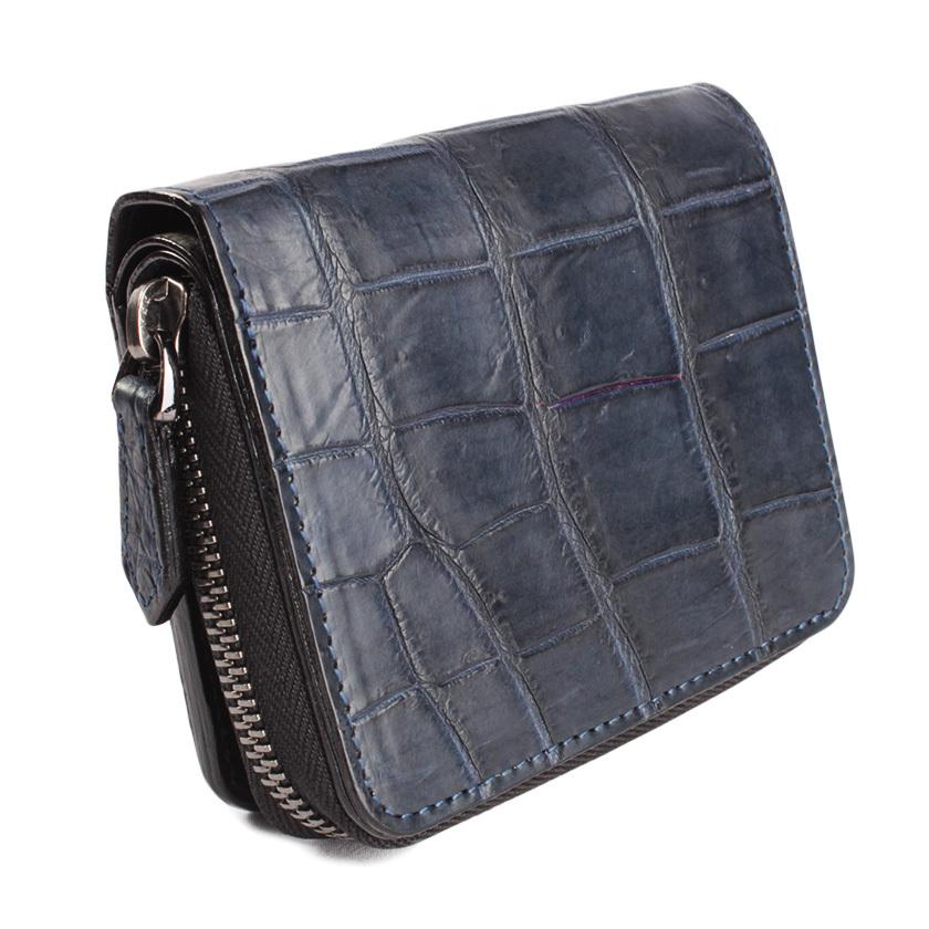 ラウンドファスナー二つ折り財布 / クロコダイル財布 ネイビーブルー /イタリアンレザー ブラック FUSION |  | 05