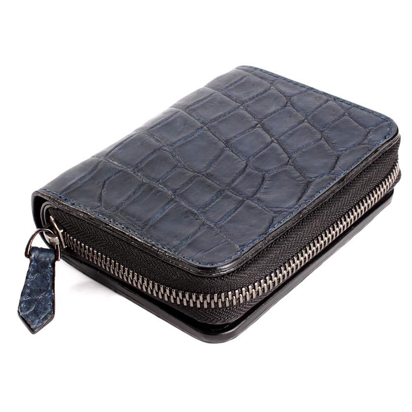ラウンドファスナー二つ折り財布 / クロコダイル財布 ネイビー
