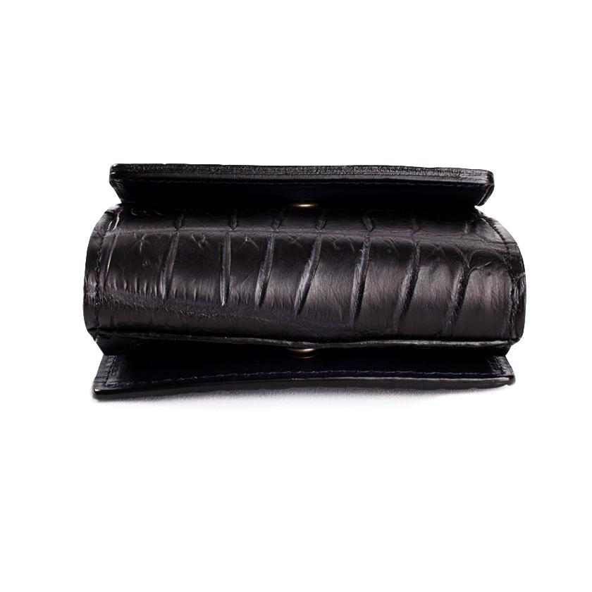 ミニ財布 小さい財布 ミニウォレット 三つ折り財布 / クロコダイル財布 ブラック /イタリアンレザー ネイビー FUSION |  | 03