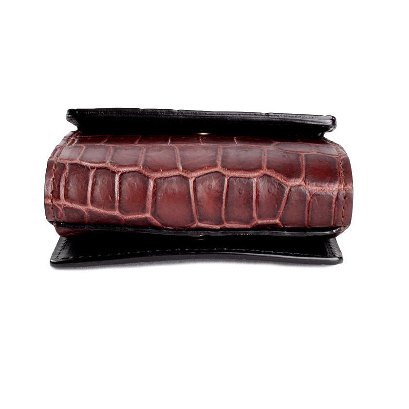 ミニ財布 小さい財布 ミニウォレット 三つ折り財布 / クロコダイル財布 ブラウン /イタリアンレザー ブラック FUSION |  | 03